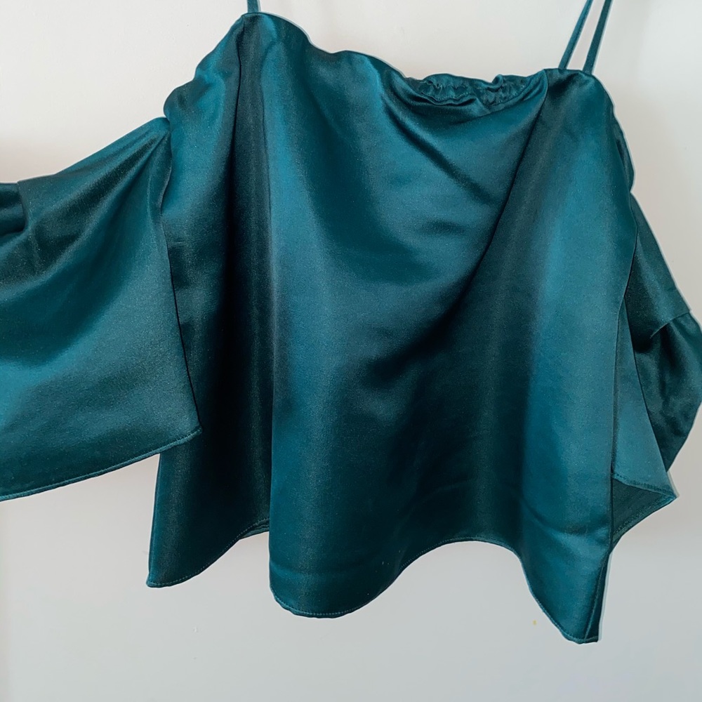 Aritzia off the shoulder teal blouse